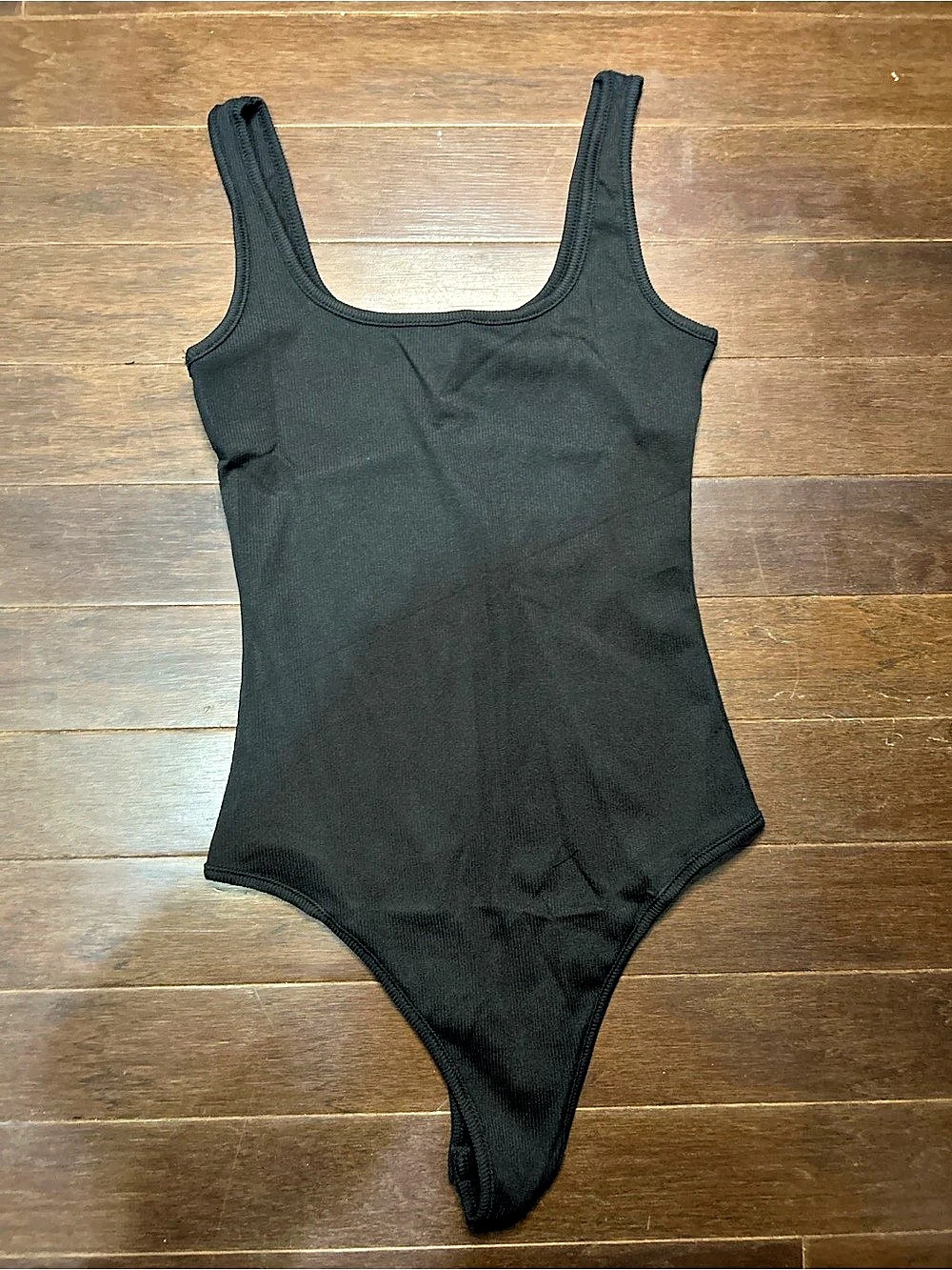 Black Ribbed One-Piece Swimsuit Size Small Like New - Picture 2 of 3